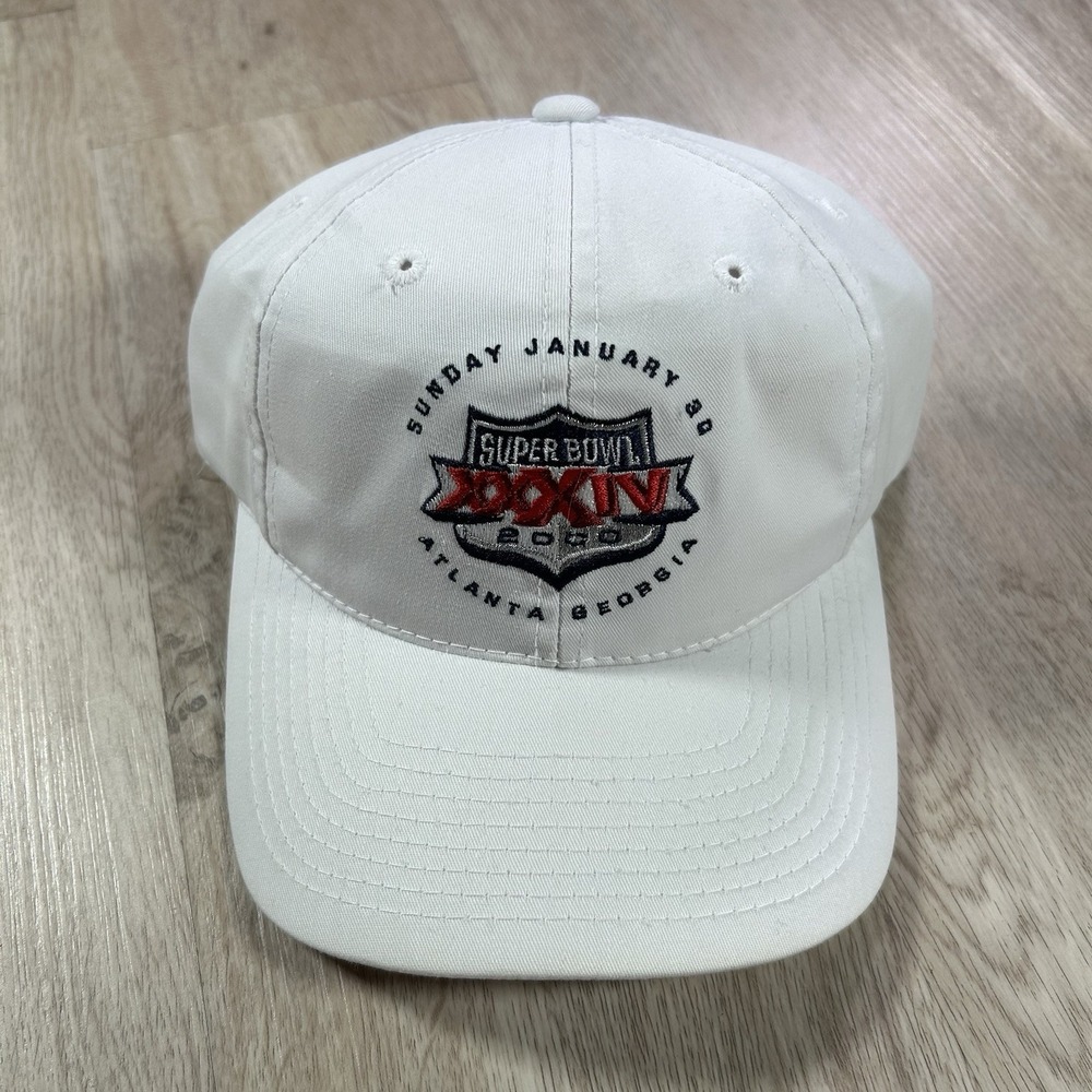 VTG 2000 Super Bowl Atlanta Snapback Hat NFL XXXIV Logo Athletic White Cap